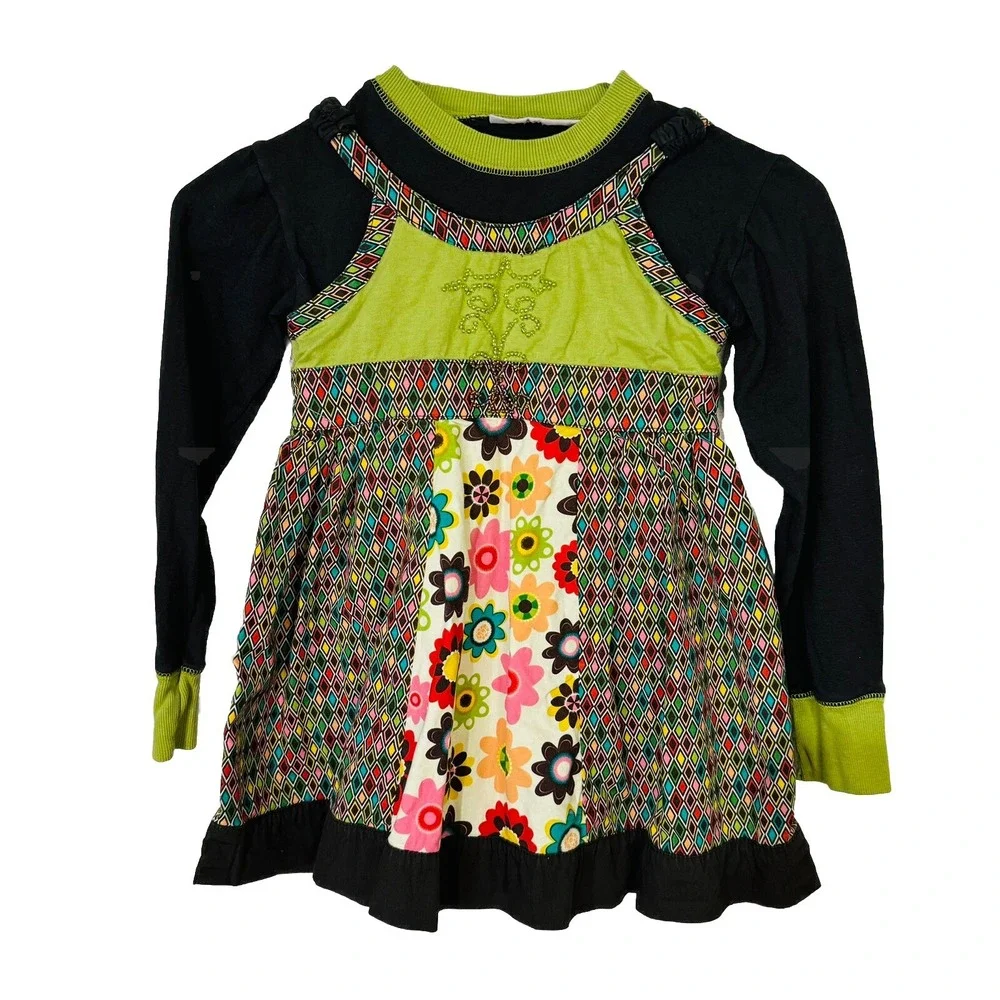 Danica and‎ Dylan brown green dress Girls boutique Beaded Detail Size 6x